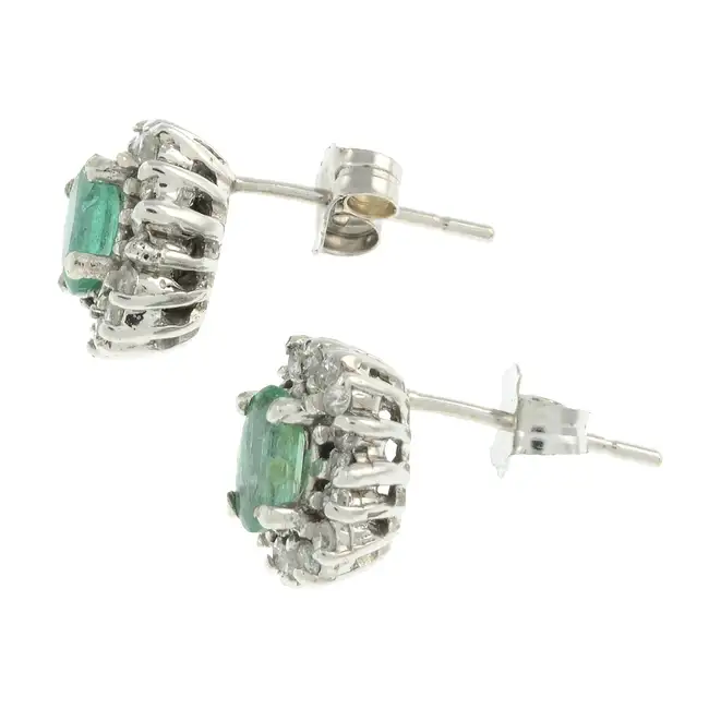 Emerald & diamond cluster earrings