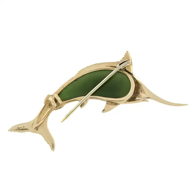 Nephrite fish brooch