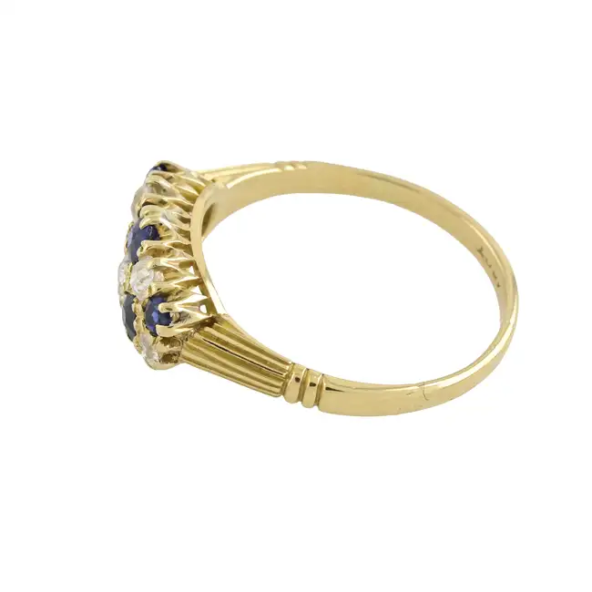 Late Victorian 18ct gold sapphire and diamond ring