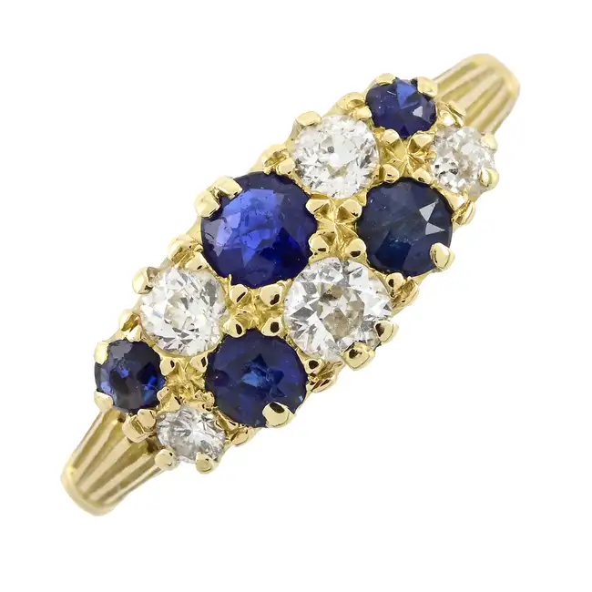 Late Victorian 18ct gold sapphire and diamond ring