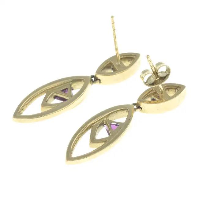 9ct gold garnet drop earrings