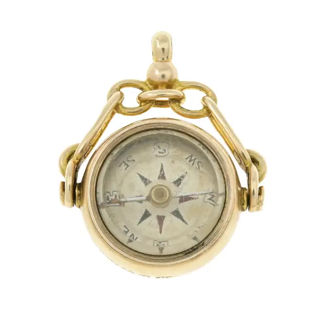 Edwardian 15ct gold carnelian compass spinner fob