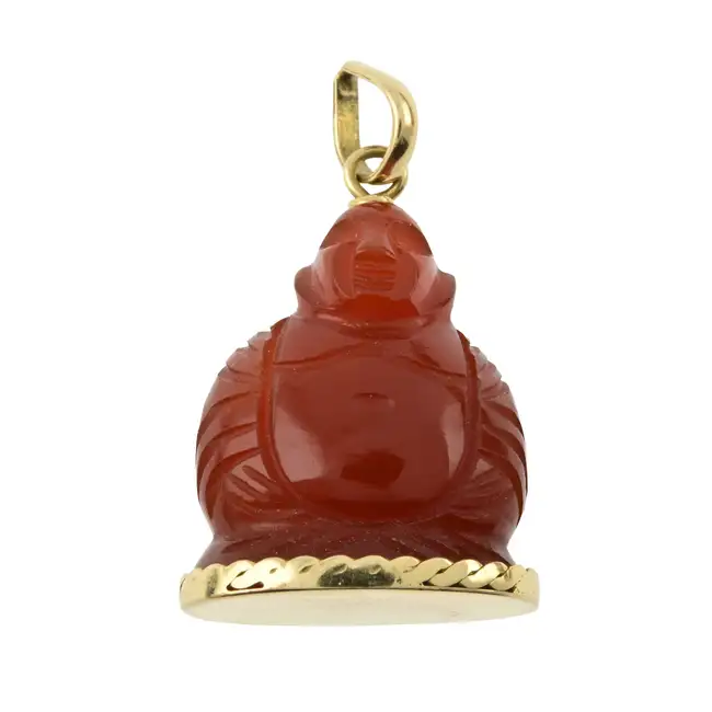 Carved carnelian Buddha pendant
