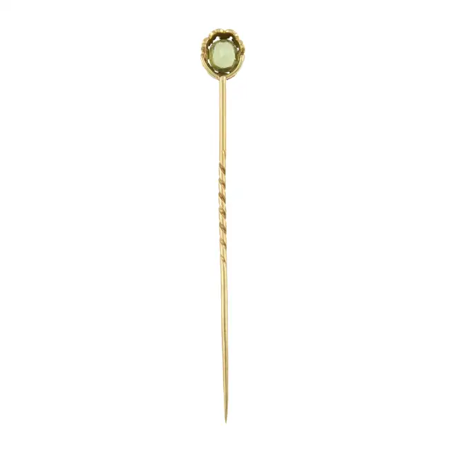 Late 19th century peridot & diamond stickpin