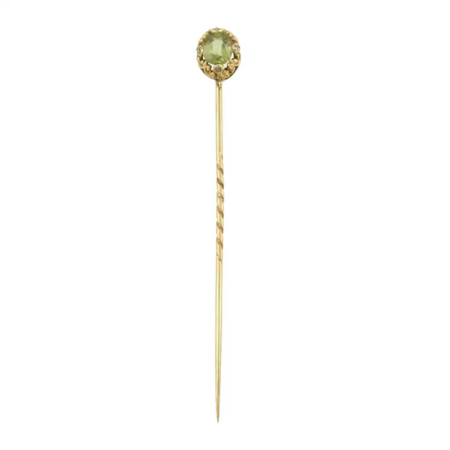 Late 19th century peridot & diamond stickpin