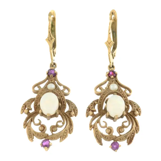 9ct gold gem drop earrings