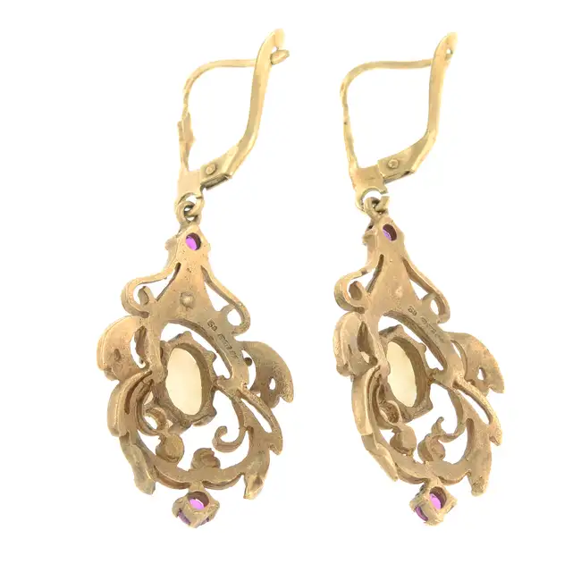 9ct gold gem drop earrings
