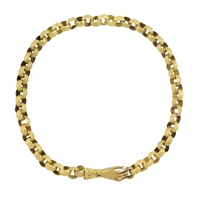 Georgian gold necklace with hand clasp