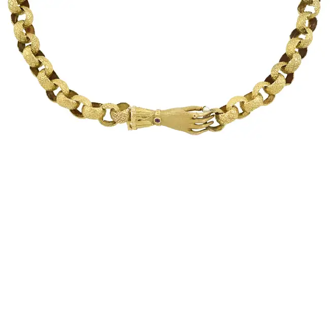 Georgian gold necklace with hand clasp