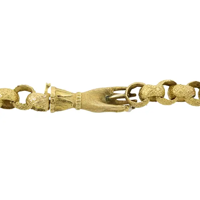 Georgian gold necklace with hand clasp