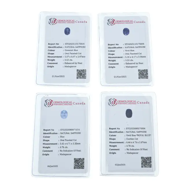 Five oval-shape sapphires, 3.57ct