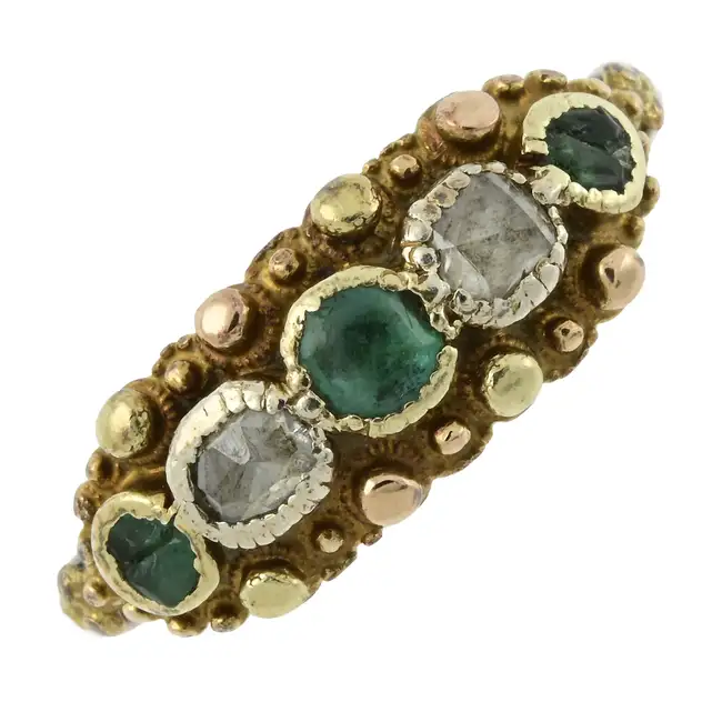 Late 19th century emerald & diamond ring