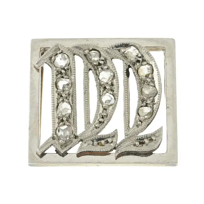 Early 20th century diamond 'M' initial slider