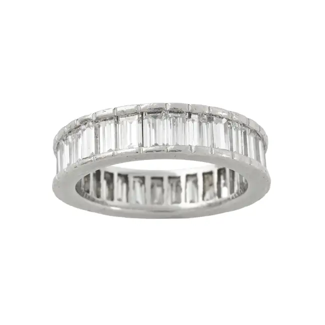 Platinum baguette-cut diamond full eternity ring