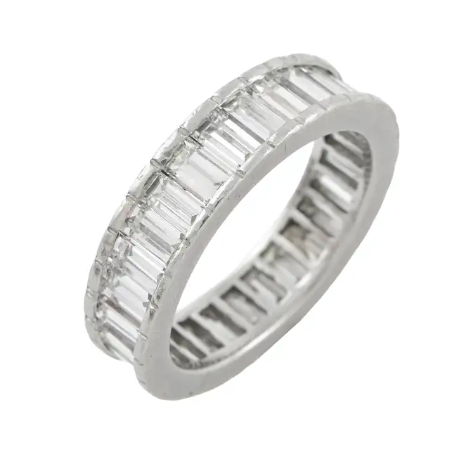 Platinum baguette-cut diamond full eternity ring