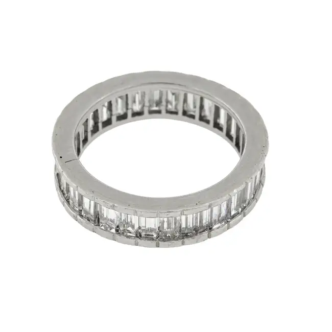 Platinum baguette-cut diamond full eternity ring