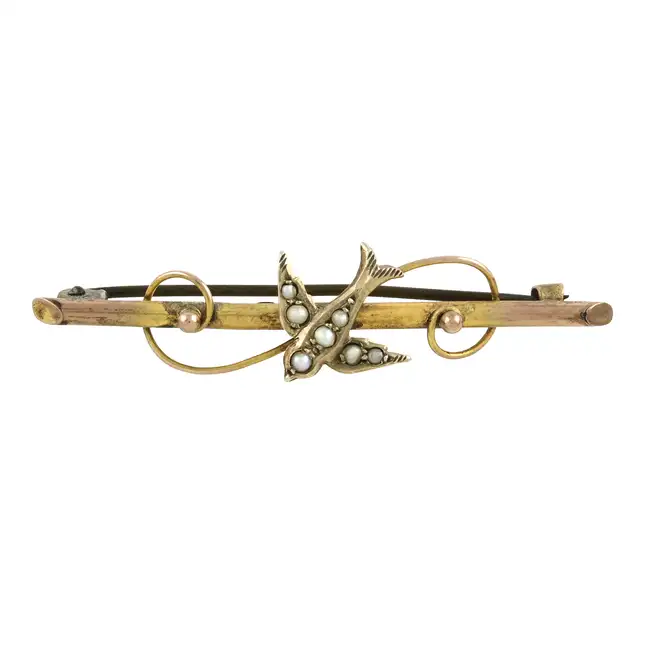 Late 19th century split pearl bird brooch