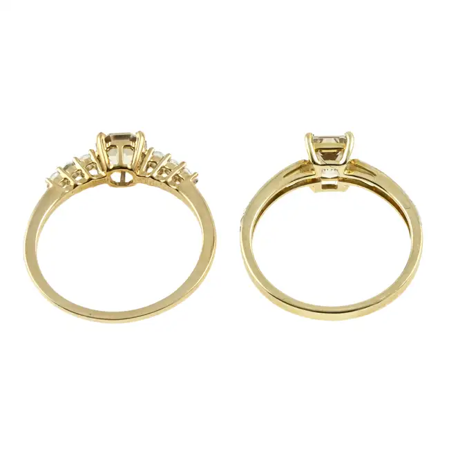 Two 9ct gold diaspore dress rings