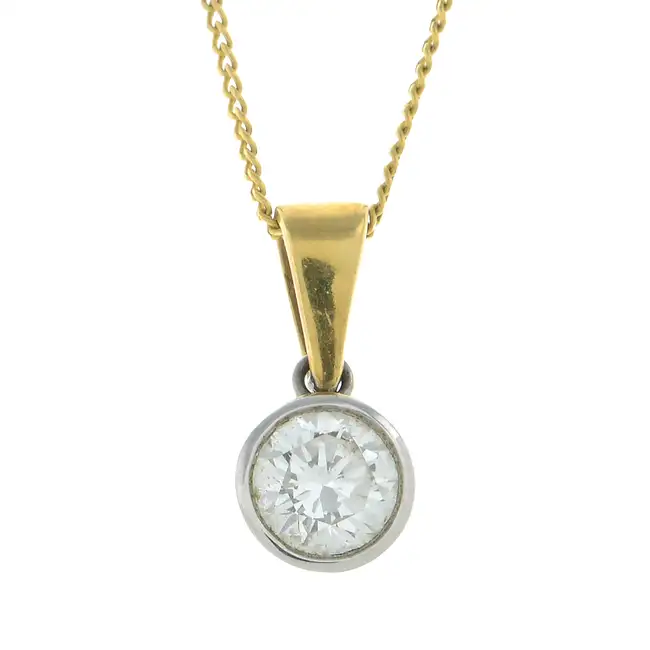 18ct gold diamond pendant, on chain
