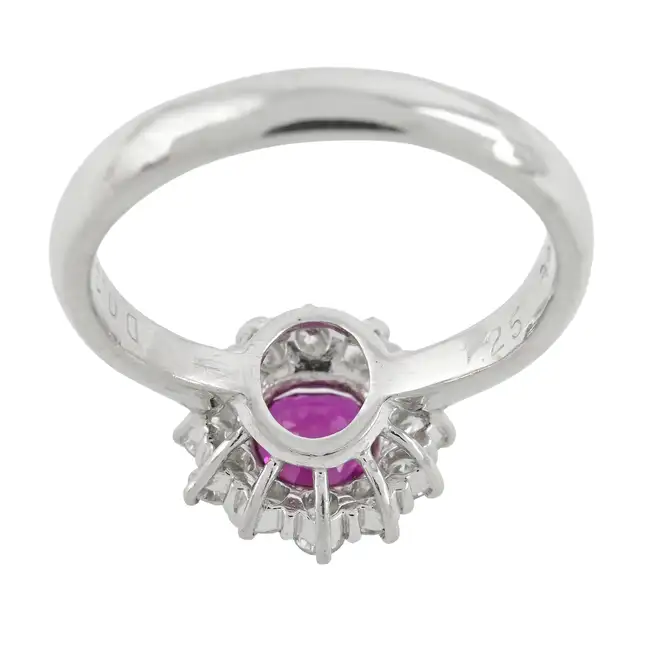 Platinum ruby and diamond cluster ring