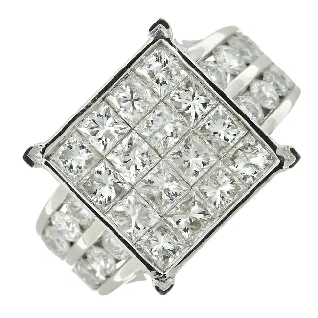 9ct gold vari-shape diamond cluster ring