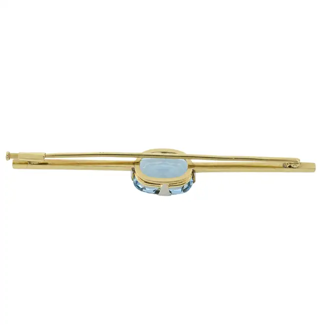 Early 20th century aquamarine bar brooch