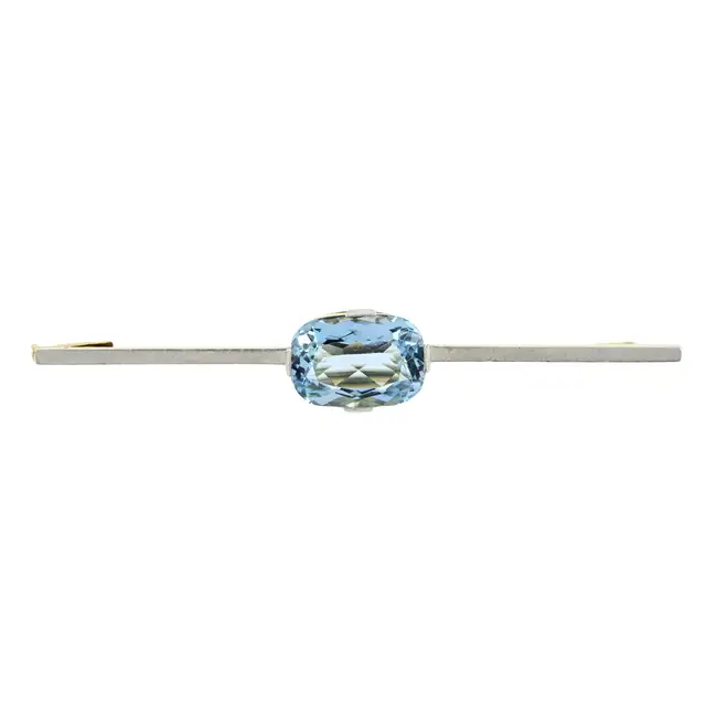 Early 20th century aquamarine bar brooch