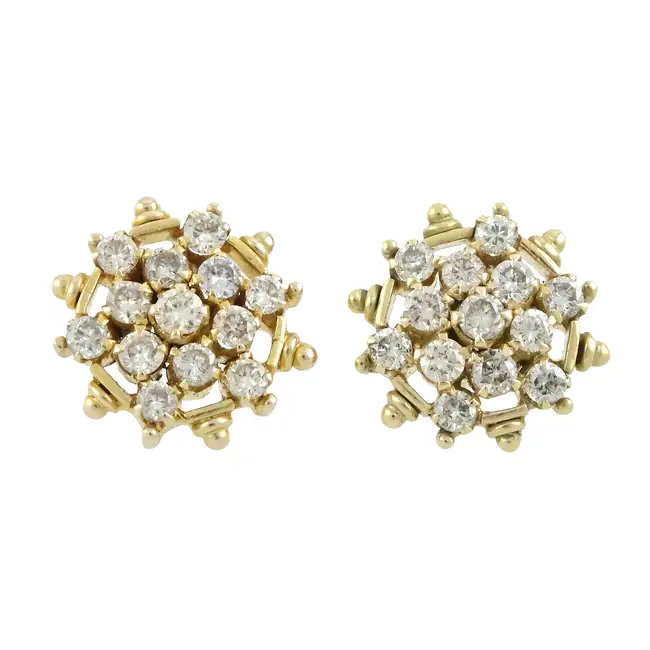 14ct gold diamond cluster earrings