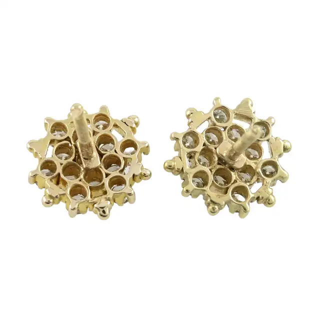 14ct gold diamond cluster earrings