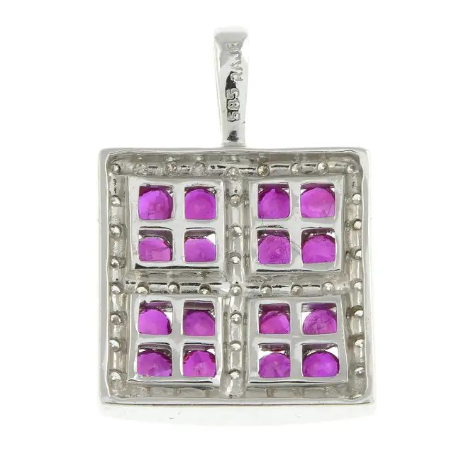 Ruby & diamond geometric pendant