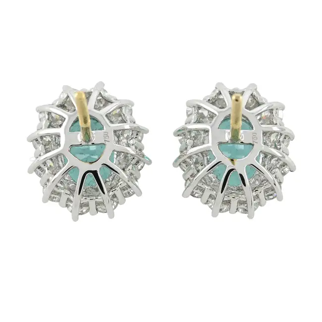 18ct gold emerald and diamond cluster earrings