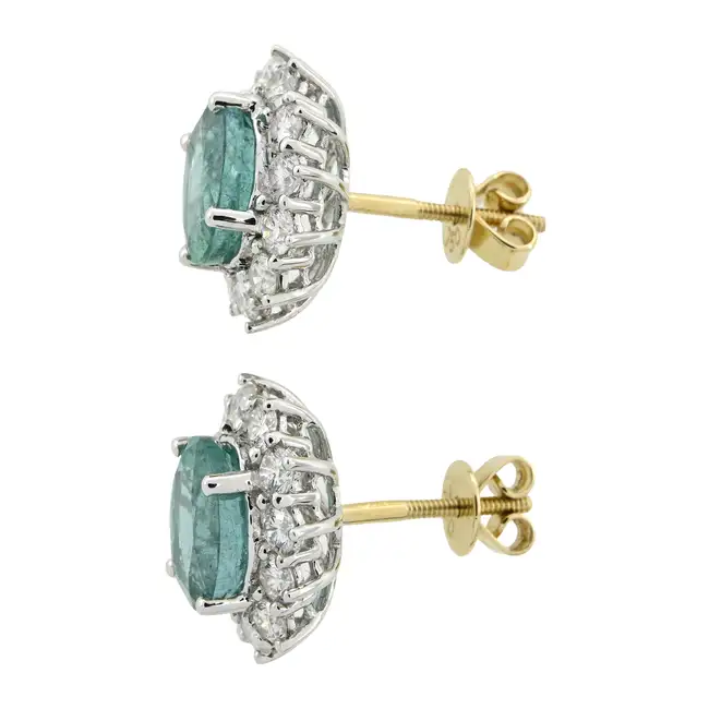 18ct gold emerald and diamond cluster earrings