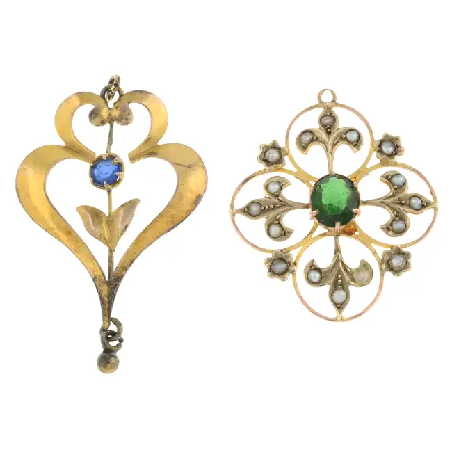 Two early 20th century paste pendants