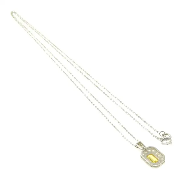 Yellow sapphire & diamond pendant, with chain