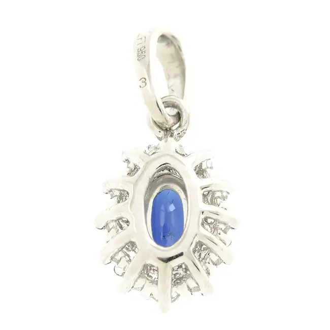 Platinum sapphire & diamond cluster pendant