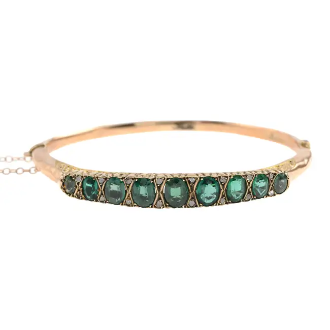 9ct gold green garnet-topped-doublet bangle
