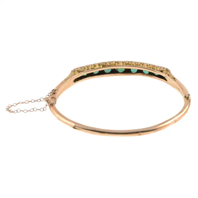 9ct gold green garnet-topped-doublet bangle
