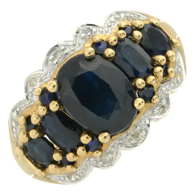 9ct gold sapphire & diamond ring