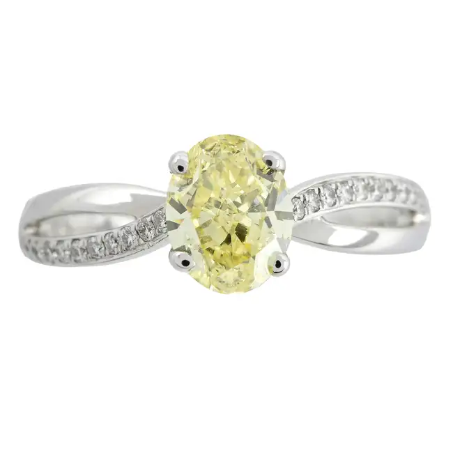 18ct gold 'yellow' diamond and diamond ring