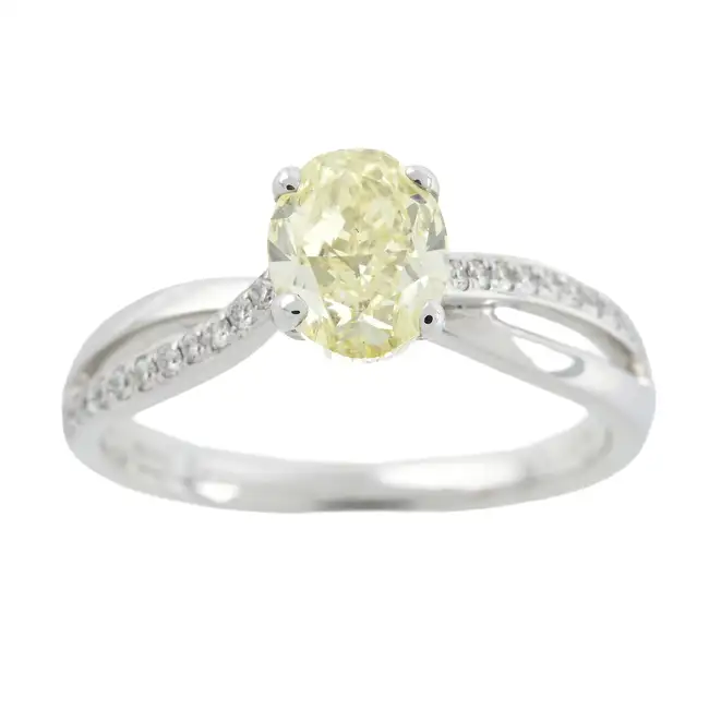 18ct gold 'yellow' diamond and diamond ring