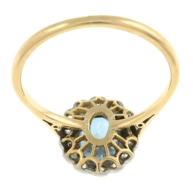 Aquamarine & diamond cluster ring