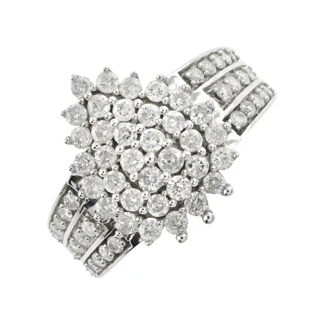 9ct gold diamond cluster dress ring