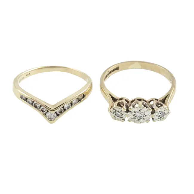 Two 9ct gold diamond rings