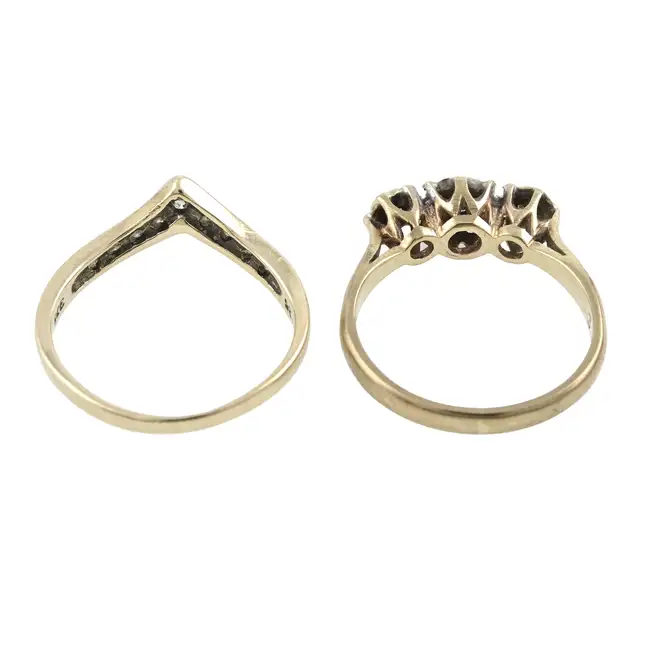 Two 9ct gold diamond rings