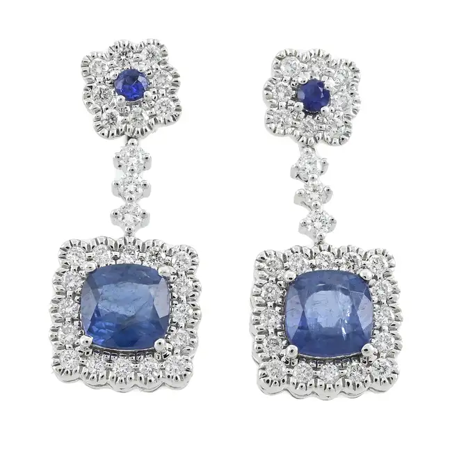 18ct gold sapphire & diamond drop earrings