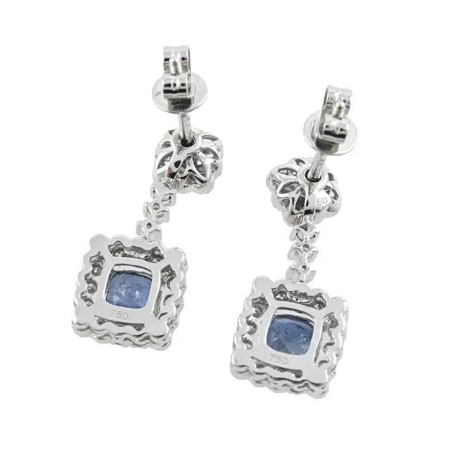18ct gold sapphire & diamond drop earrings
