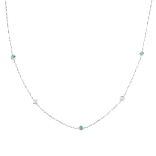 18ct gold emerald & diamond necklace