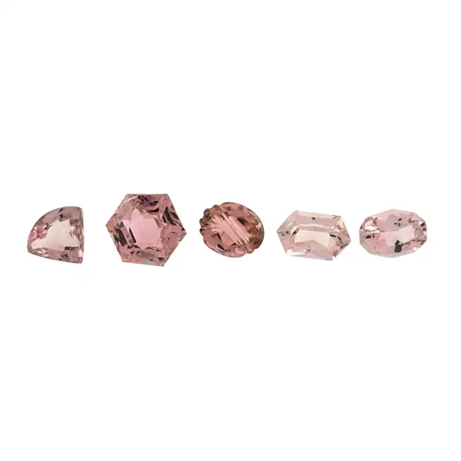 Five fancy-shape pink tourmalines, 18.42ct