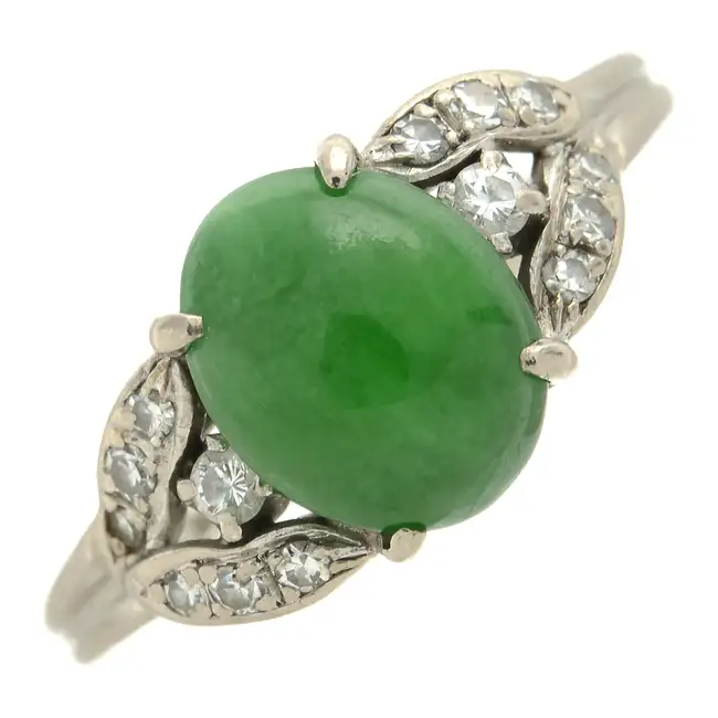 Jade & diamond dress ring