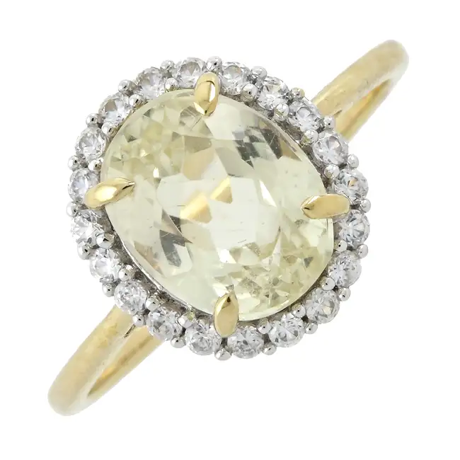 9ct gold spodumene & gem cluster ring